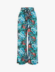 Pantalon ample à imprimé feuillage - Bleu - 5