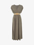 Robe longue unie élastiquée - Kaki - 1