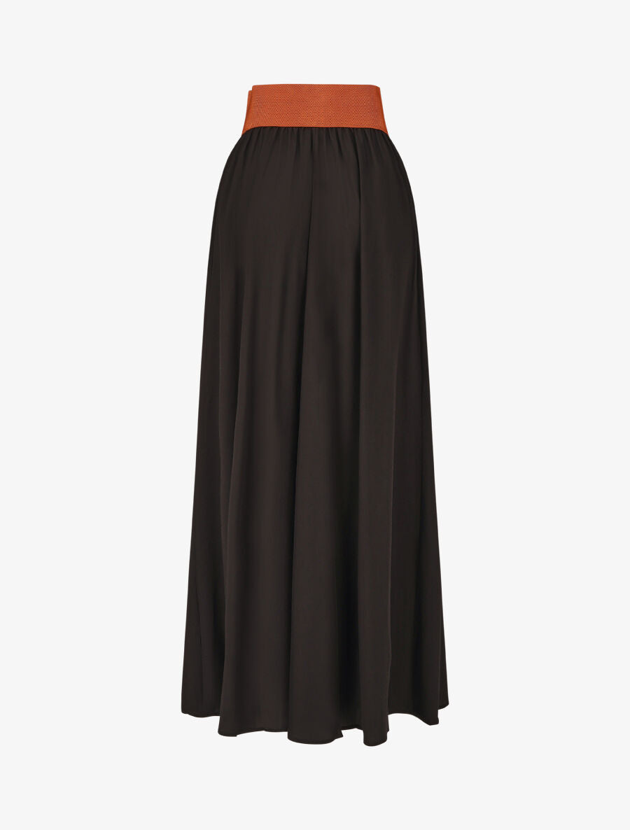 Jupe longue unie à taille élastiquée - Noir - 2