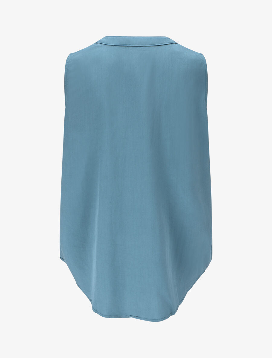 Top uni sans manches à détail stylisé - Bleu canard - 2