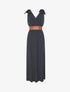 Robe longue à nœuds sur les épaules - Marine - 5