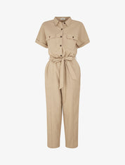 Combinaison unie boutonnée - Beige - 5