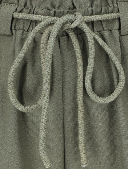 Pantalon élastiqué effet lin - Kaki - 3