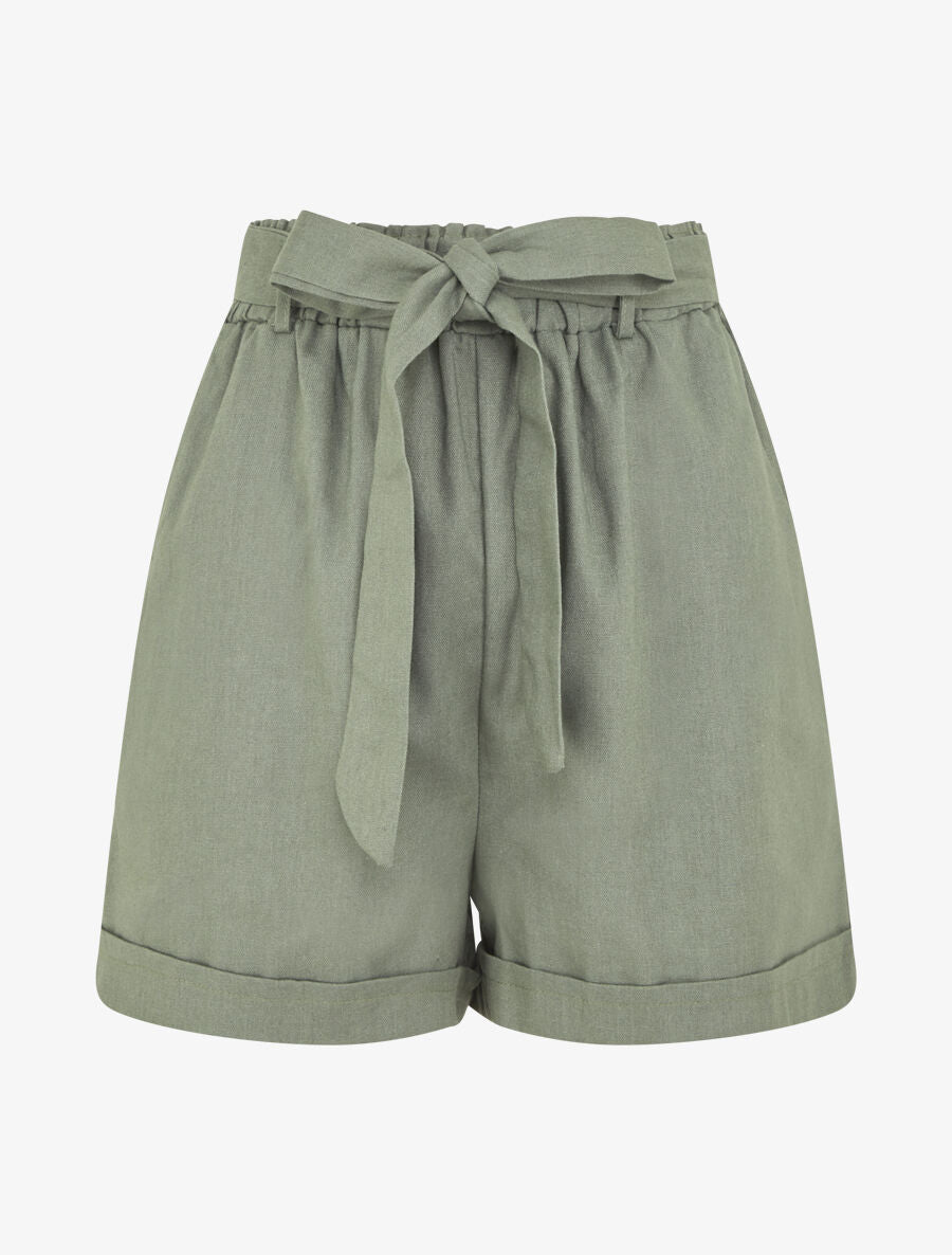 Short uni à revers - Kaki - 1