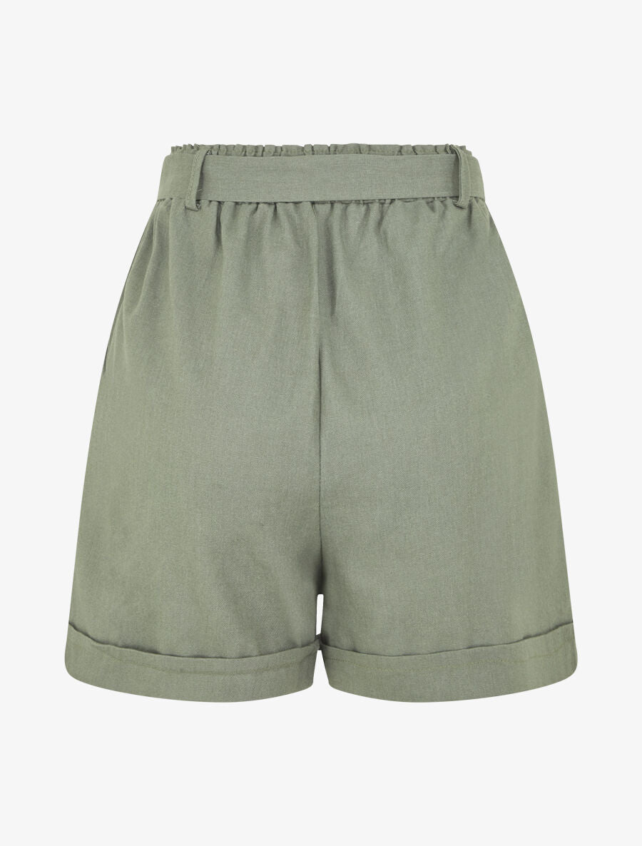 Short uni à revers - Kaki - 2