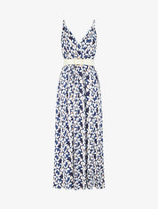 Robe fleurie à fines bretelles - Marine - 1