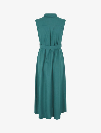 Robe évasée boutonnée à poches - Bleu canard - 2