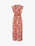 Robe évasée à boutons imprimé végétal - Rouge - 5