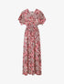Robe longue manches courtes imprimé graphique - Rouge - 1
