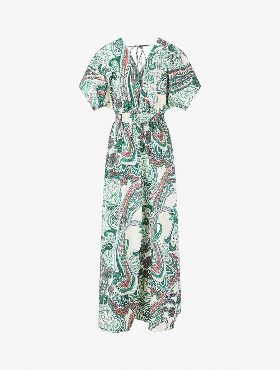 Robe longue manches courtes imprimé cachemire - Vert - 2