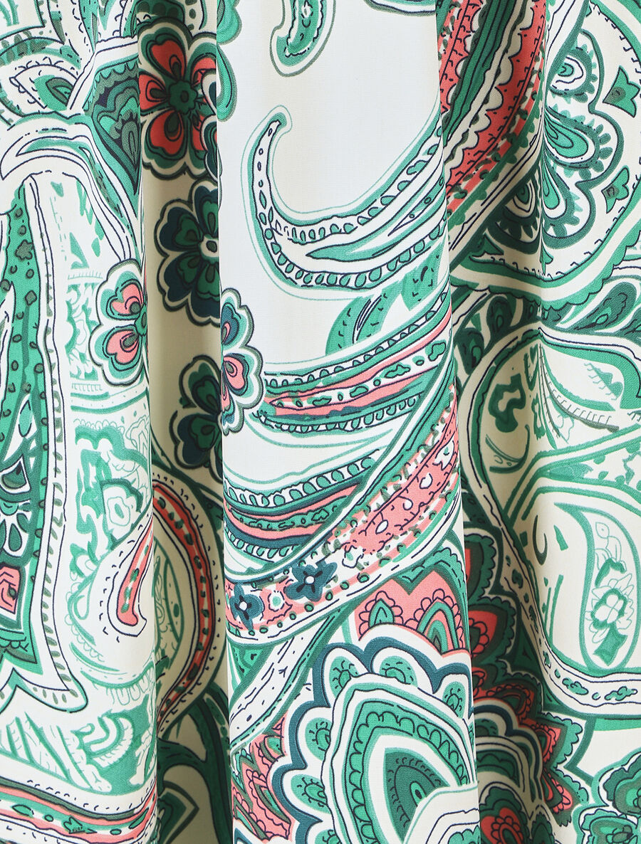 Robe longue manches courtes imprimé cachemire - Vert - 3