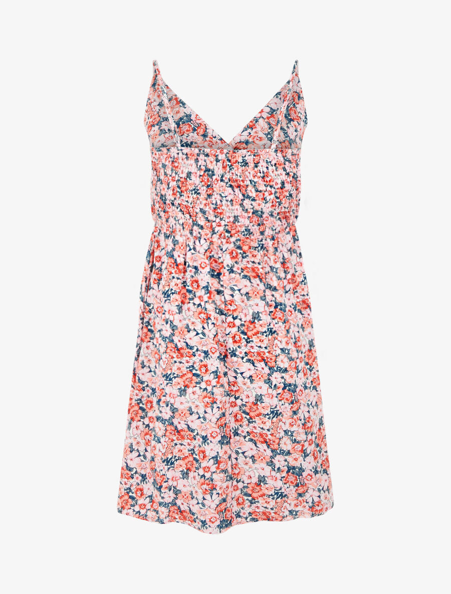 Robe mi-longue imprimé fleuri - Rose - 2