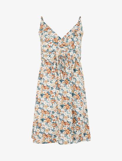 Robe mi-longue imprimé fleuri - Vert d&