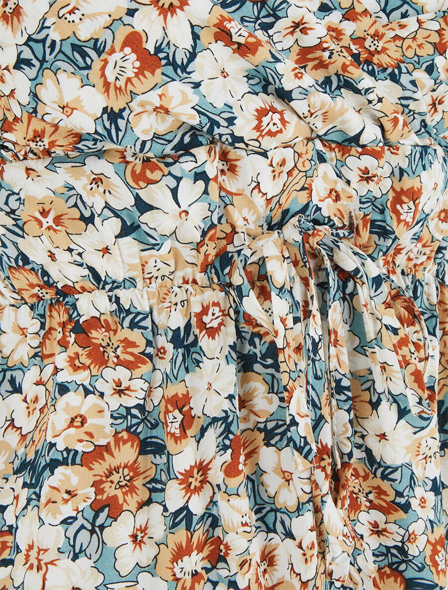 Robe mi-longue imprimé fleuri - Vert d&