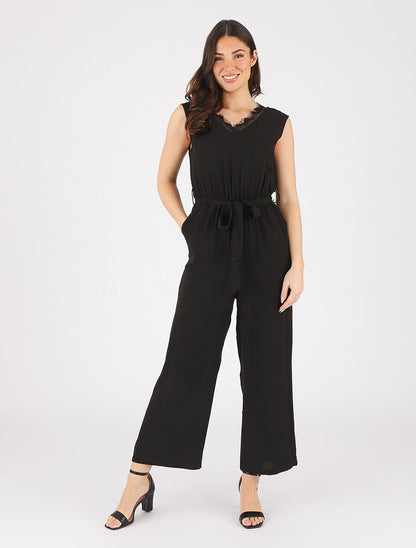 Combinaison ample sans manches col V - Noir - 4