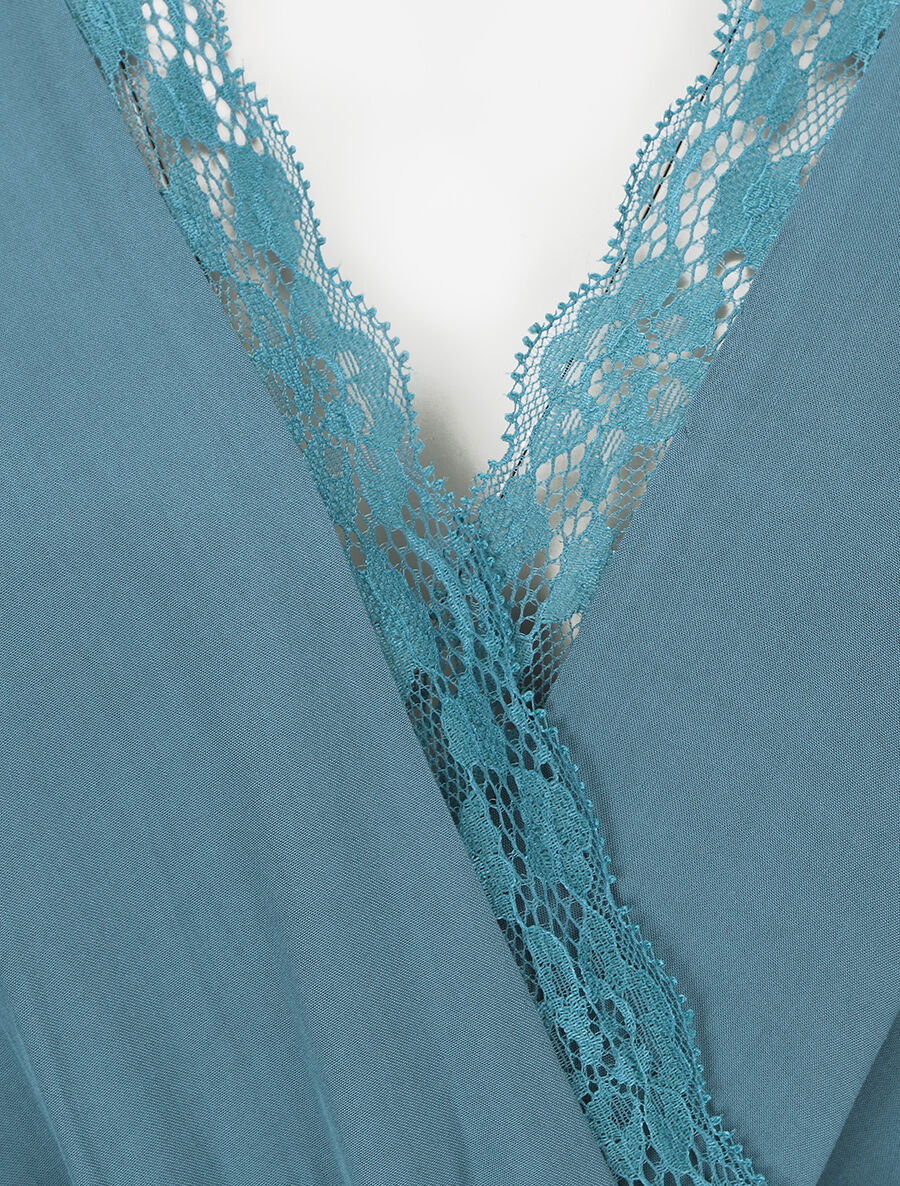 Combinaison ample sans manches col cache-coeur - Bleu canard - 3
