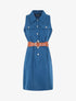 Robe unie style chemise sans manches - Bleu - 5