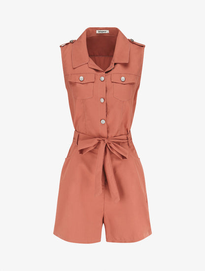 Combishort droite uni sans manches - Vieux rose - 1