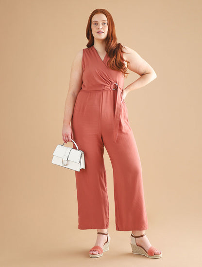 Combinaison fluide unie sans manches - Rose - 5