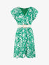 Robe mi-longue imprimé floral irisé - Vert - 1