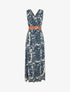 Robe longue évasée imprimé tropical - Marine - 1