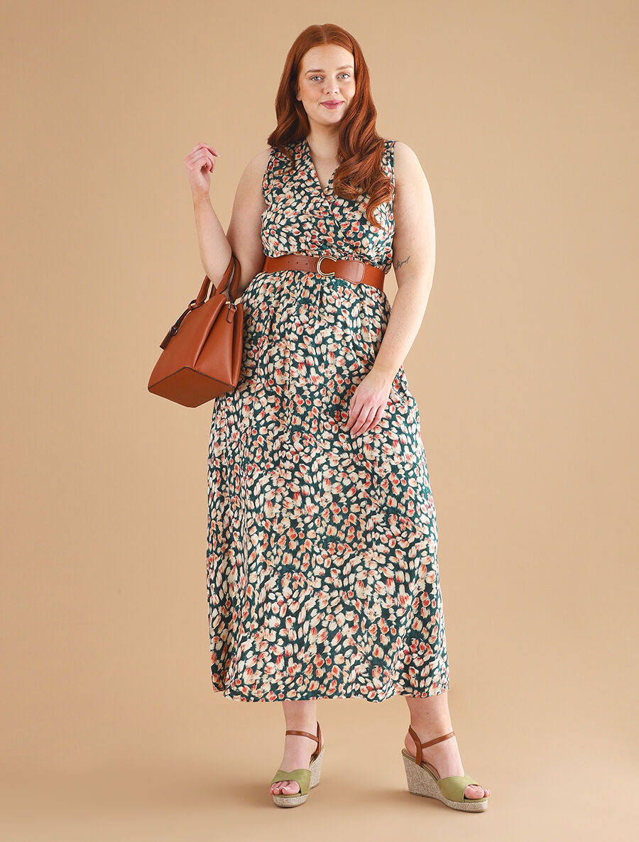 Robe empire imprimé graphique - Vert - 6