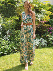 Robe empire imprimé graphique - Vert - 1