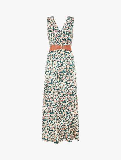 Robe empire imprimé graphique - Vert - 7