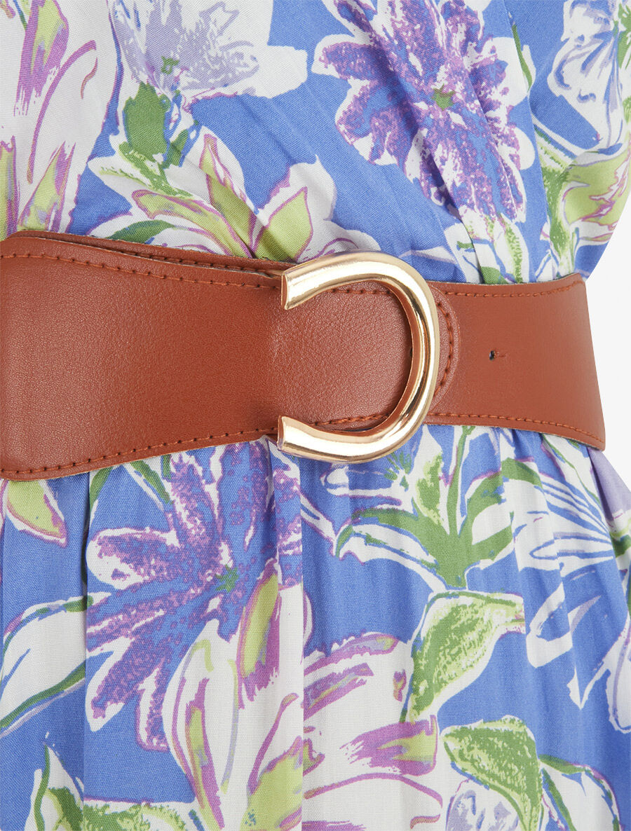 Robe empire imprimé fleuri - Bleu - 3