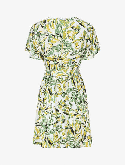 Robe mi-longue imprimé feuillage - Vert - 2
