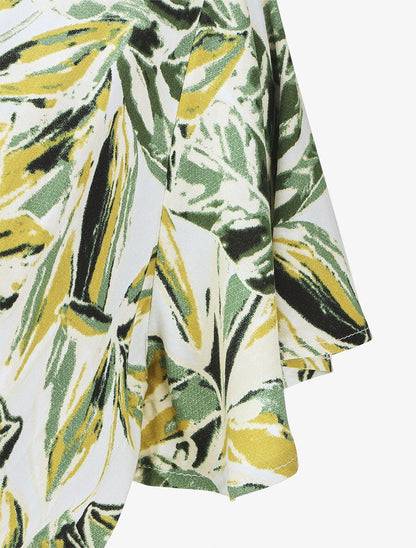 Robe mi-longue imprimé feuillage - Vert - 3