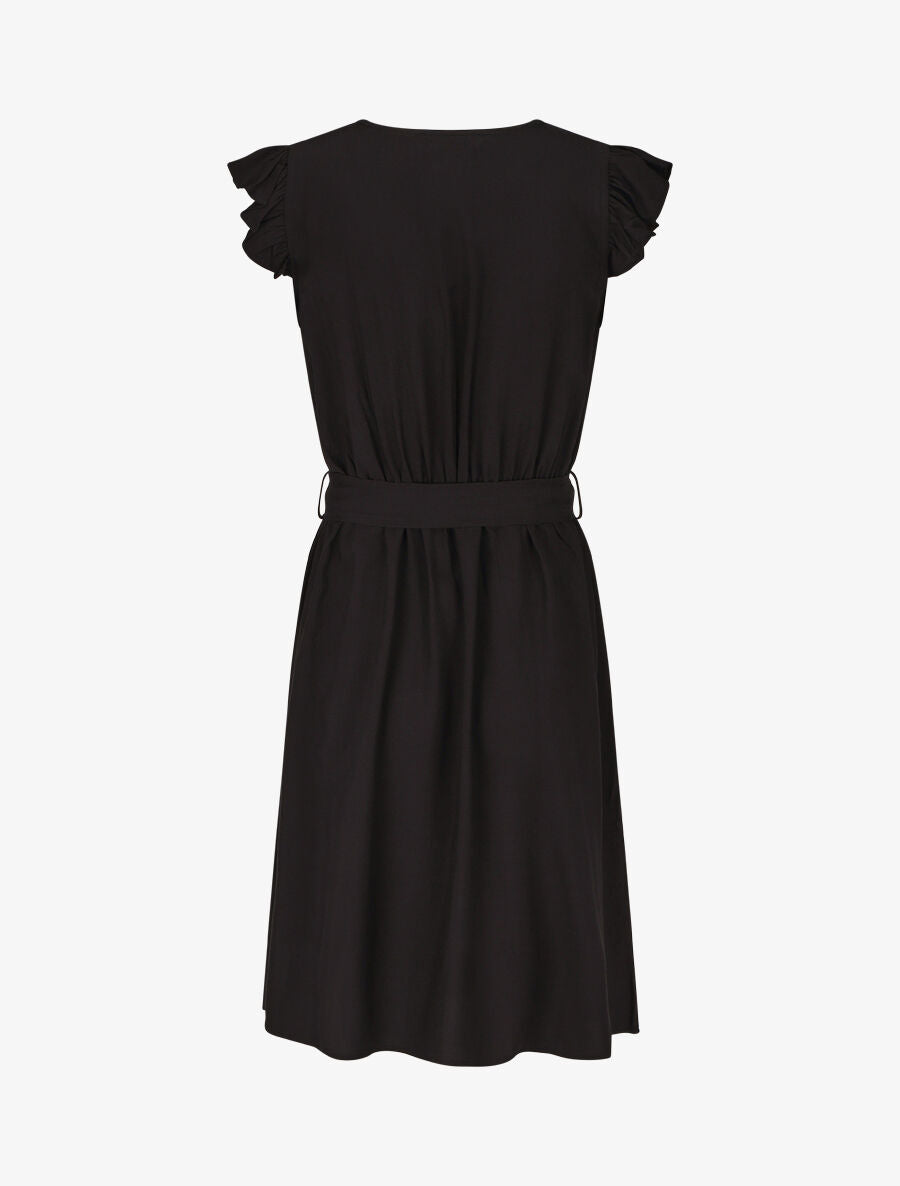 Robe mi-longue unie - Noir - 2