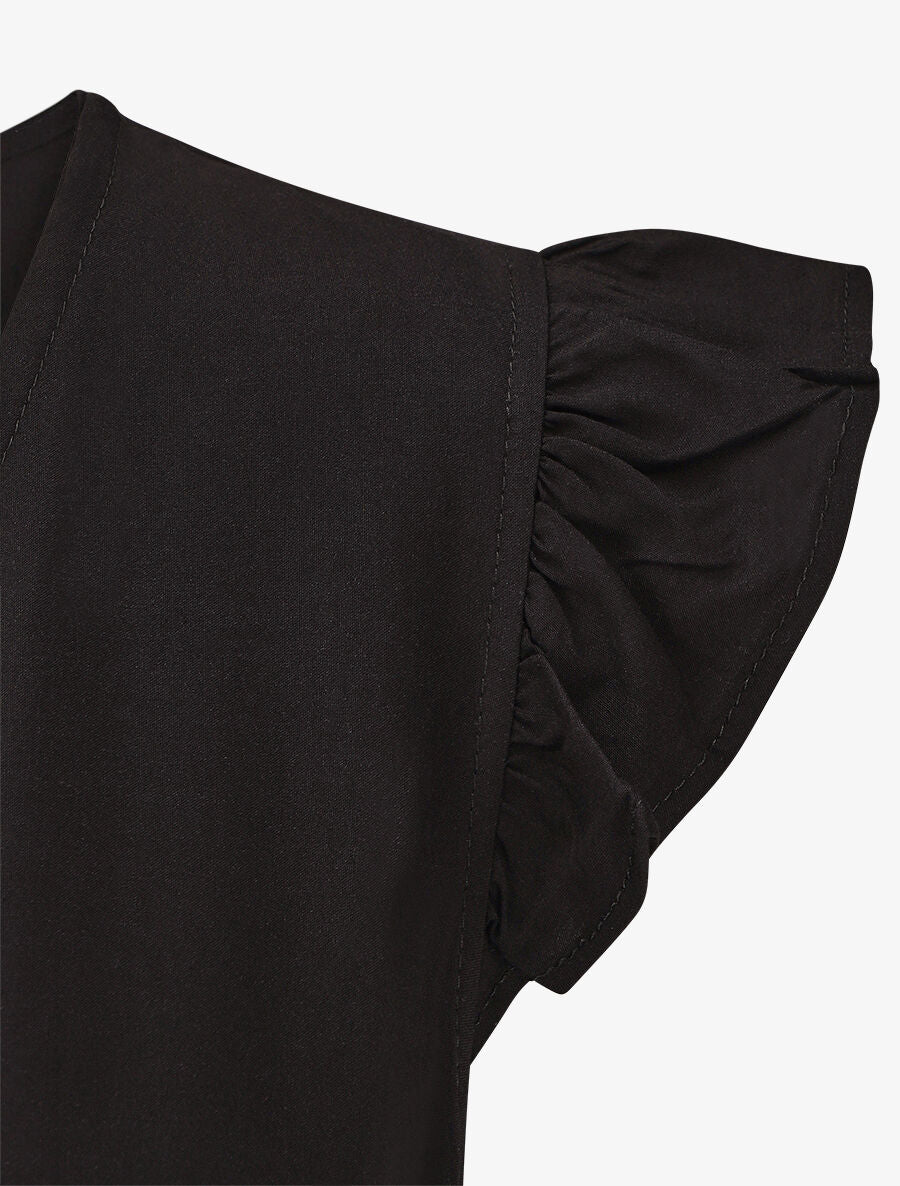 Robe mi-longue unie - Noir - 3