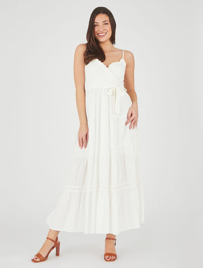 Robe longue unie élastiquée - Blanc - 4