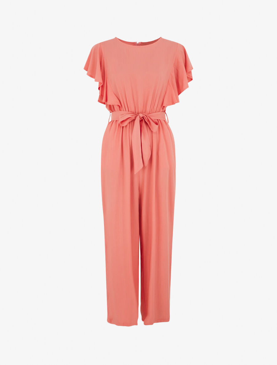 Combinaison fluide à manches volantées - Corail - 1