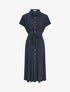 Robe chemise longue évasée et unie - Marine - 5