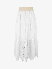 Jupe taille haute ajourée - Blanc - 4
