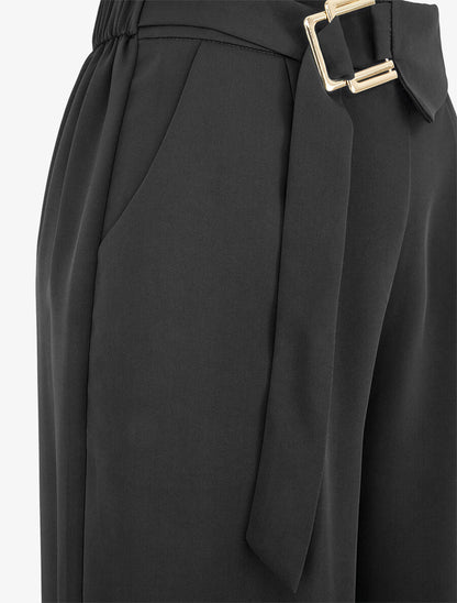Pantalon ample à double boucles dorées - Noir - 3