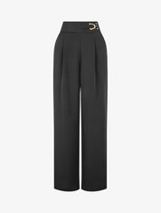 Pantalon ample à détail doré - Noir - 5