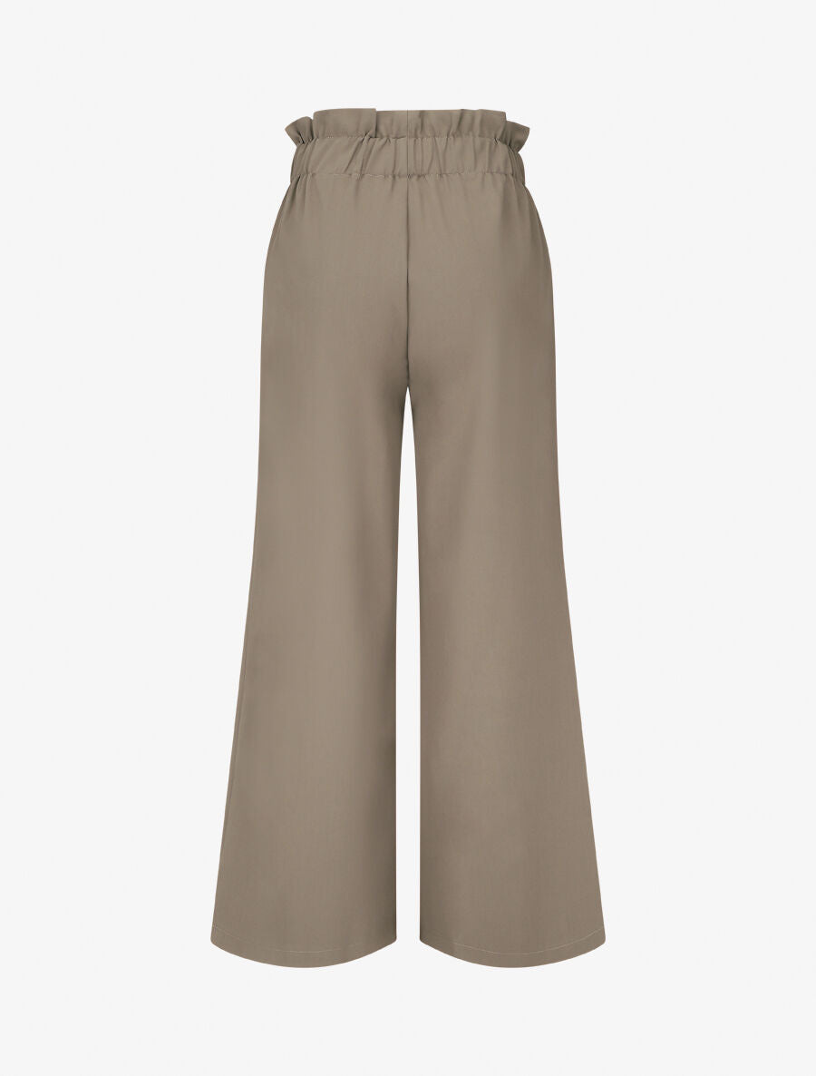 Pantalon ample uni à taille haute - Taupe - 2
