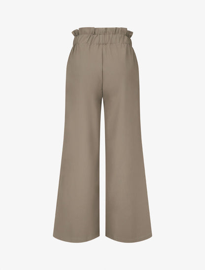 Pantalon ample uni à taille haute - Taupe - 2