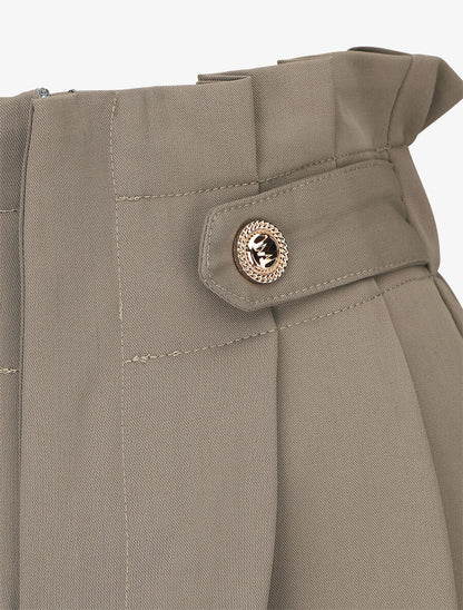 Pantalon ample uni à taille haute - Taupe - 3