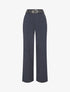 Pantalon ample à taille élastiquée - Marine - 1