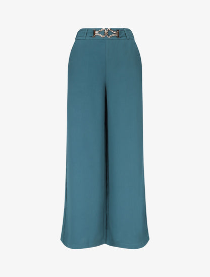 Pantalon ample à boucle fantaisie - Bleu canard - 4