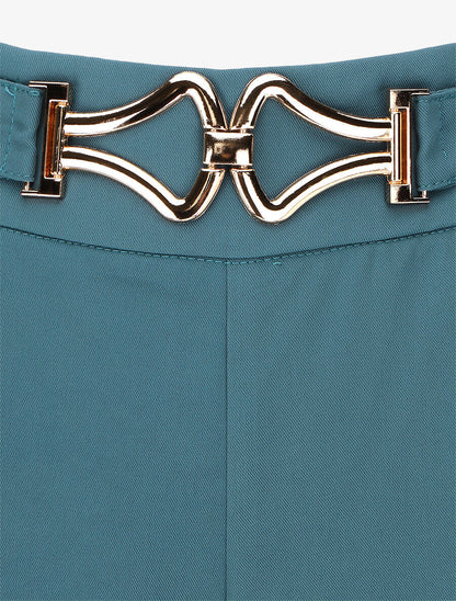 Pantalon ample à boucle fantaisie - Bleu canard - 3