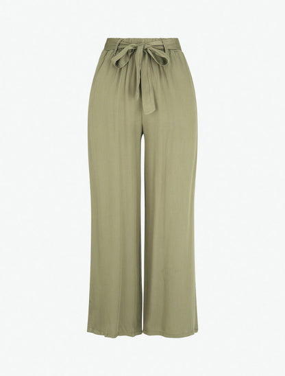 Pantalon fluide élastiqué - Kaki - 1