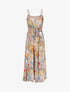 Robe longue motif patchwork à fines bretelles - Beige - 1