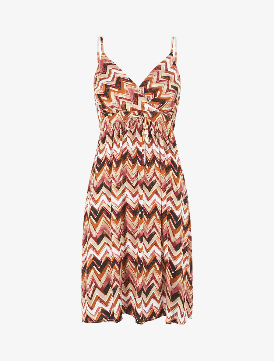 Robe courte à imprimé zig-zag - Marron - 5