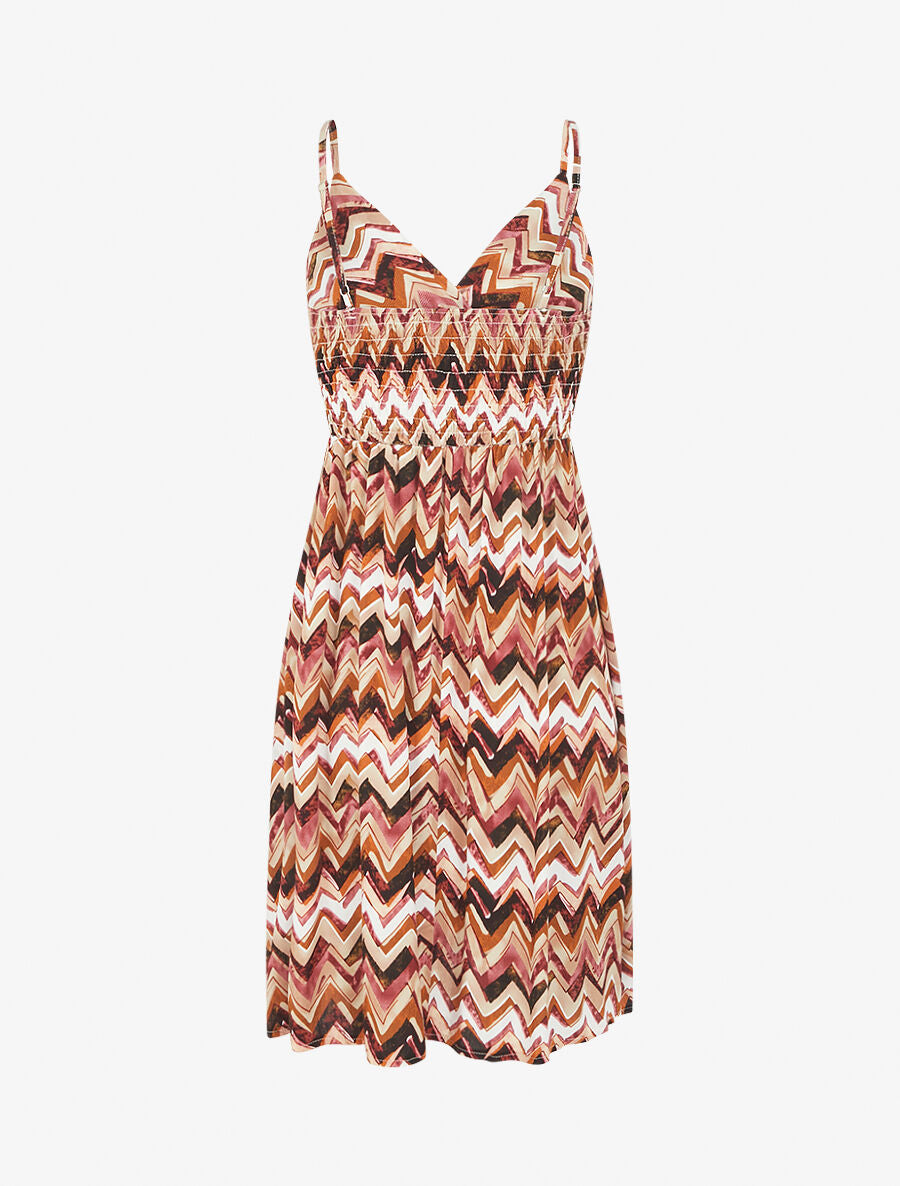 Robe courte à imprimé zig-zag - Marron - 2