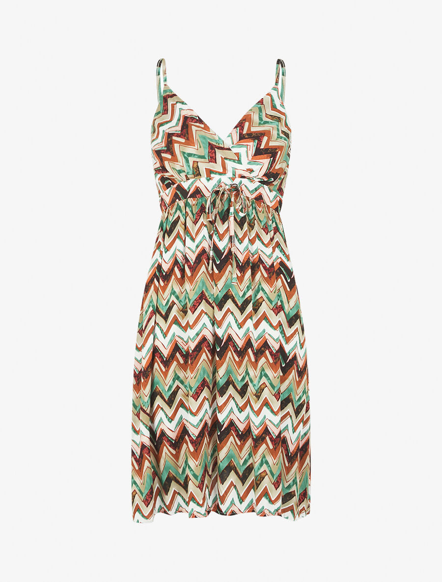 Robe courte à imprimé zig-zag - Vert - 1